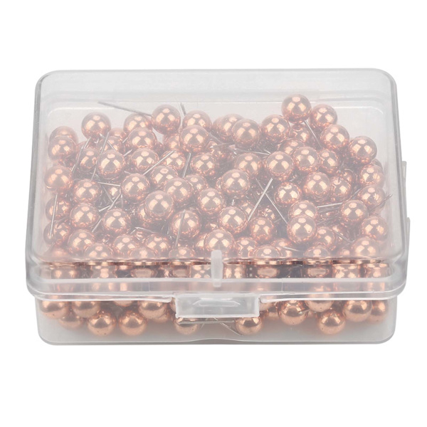 200 stk runde kuleplasttrykknåler Thumbtack Pins dekorativt DIY-verktøy (rosa gull)