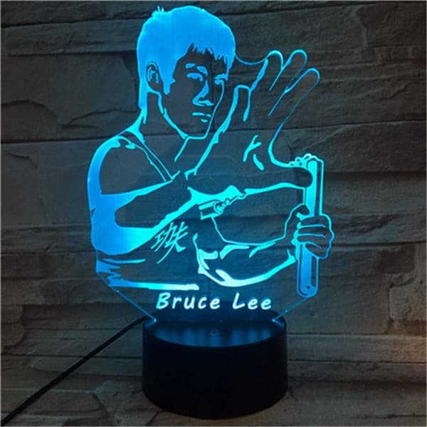 Bruce Lee China Kungfu 3D Led Lampe Nat til Børneværelse L