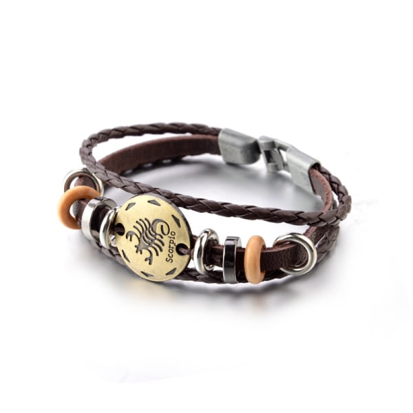 Wekity Punk Legering Läderarmband för Constellation Flätad