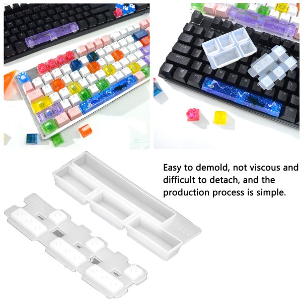 Keycaps Silikoneforme Lyse overflader Genanvendelige Høj gennemsigtighed DIY Silikone Keycap harpiksform til mekanisk tastatur