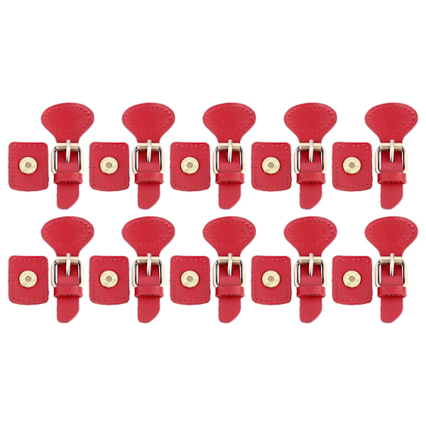 10 set läder sy på knappar stängningar läder tryckknapp sy på spänne för kappa jacka DIY läderhantverk röd