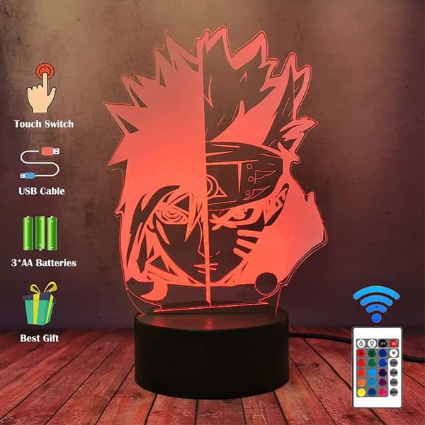 Naruto Kakashi Uchiha Sasuke 3D Illusion Natlampe Sm