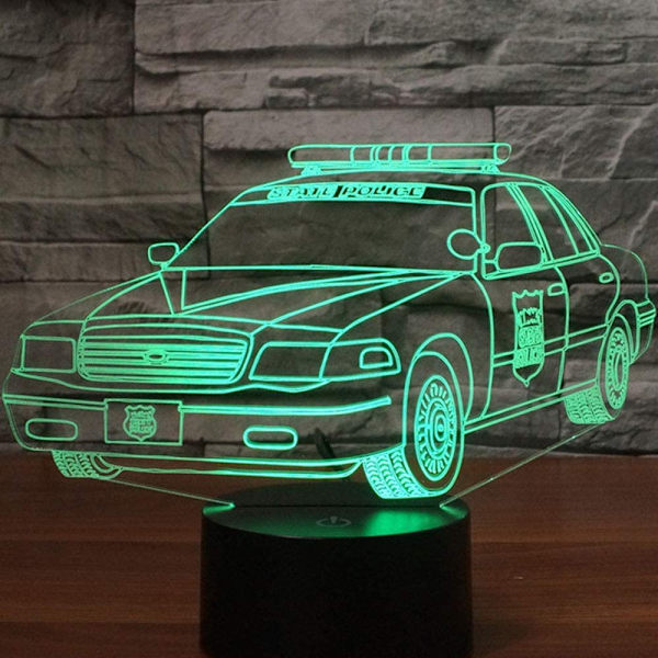 Polisbil 3D LED Nattljus Bordsskiva Optisk Illusion La