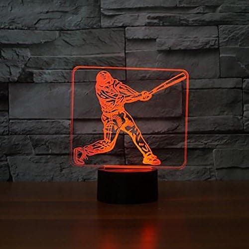 3D Baseballspelare Nattlampa Touch Switch Dekor Bordsskiva
