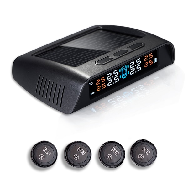 USB Laddningsbar Solcellsbil TPMS Trådlöst Däcktryck HD Digital Display Automatisk Alarmverktyg