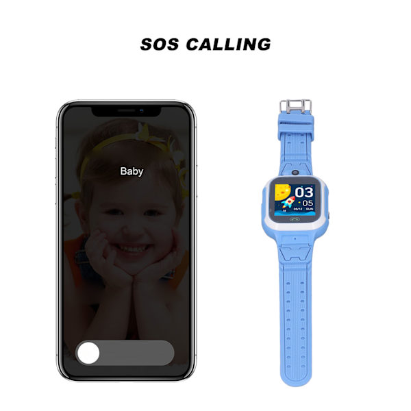 Børns Smart Watch IP67 Vandtæt Multifunktionel 4G Opkald Stemmebesked Intelligent Ur til Børn Blue