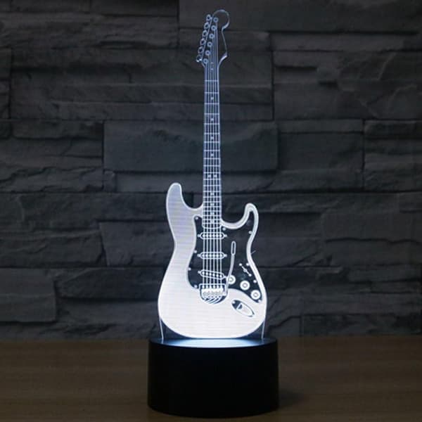 3D Elektrisk Gitar Nattlys Musikk Note Berøringsbryter Dekor