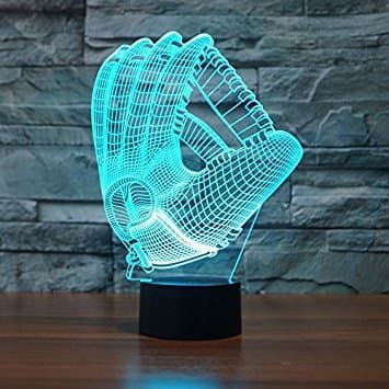 3D Baseballhandsker Visuel Natlampe Akryl 3D LED USB 7 C