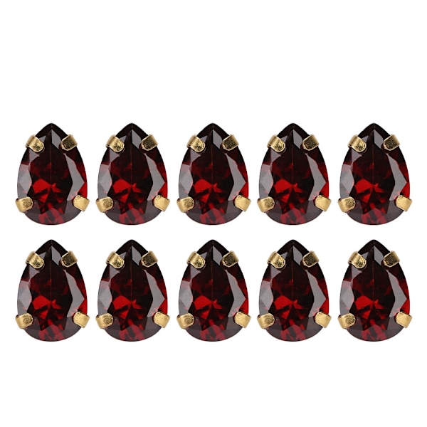 10 st sy zircon strass gyllene klo DIY rosett kläder tillbehör 7x10mm röd