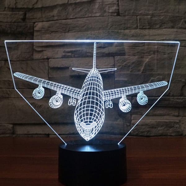 Flyselskap 3D Optisk Illusjon Nattelys Akryl 7 Fargeendring Berøringssensor Julegave Bursdagsgave til Barn Gutter