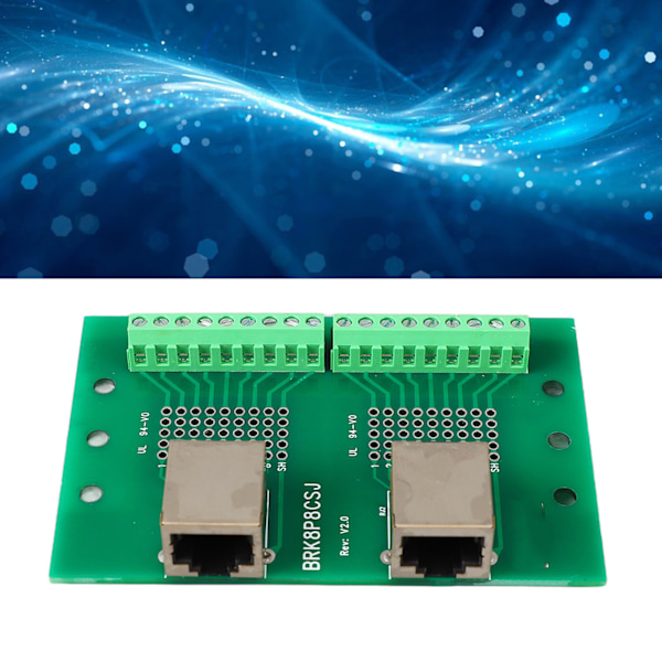 RJ45 Ethernet-kontaktutbruddskort Dobbel nettverksportinngang Skruterminaltavle med brakett