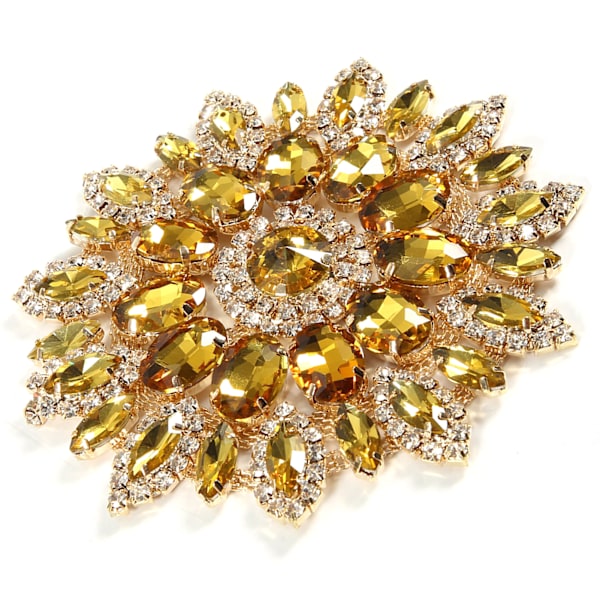 Kristallglas Strass Dekoration DIY Kläder Kvinnor Tillbehör 11cm (Gul Gyllene Bas)