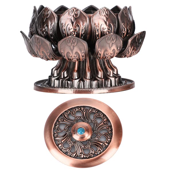 Koppar Rökelsebrännare Retro Lotus Styling med Lock Eldfast Bomull Inomhus Hemmakontor Prydnad