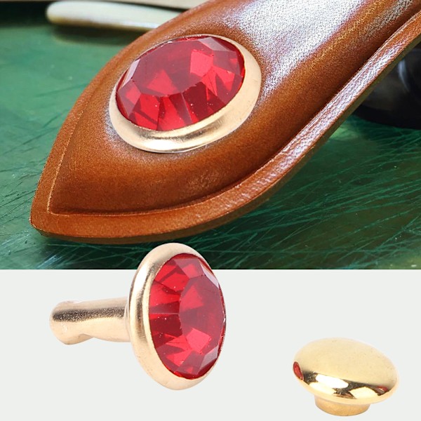 50 st 8 mm kristall strass dekorativa nitar DIY läder skor kläder nitar (röd kristall)