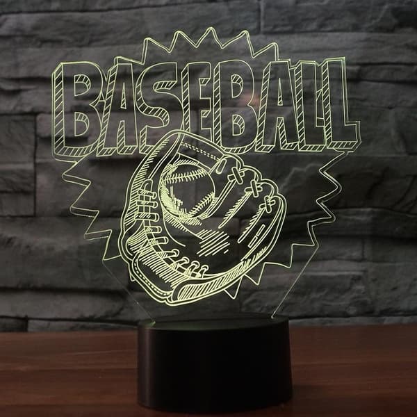 3D Baseballhanske Formet LED Nattlys Berørings Bordlampe Opt