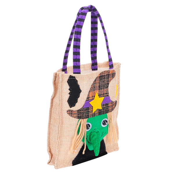 Halloween Tote Taske Gunny Klud med Håndtag 4 Mønstre Thanksgiving Tasker til Trick Treat Opbevaring Hexe