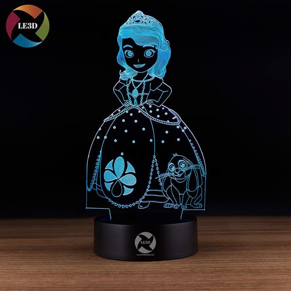 3D Optisk Illusjon Nattlys - 7 LED Fargeskiftende Lampe