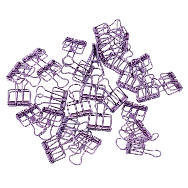 30 stk. Wire Binder Clips Metalbelægning Rustfrit Stål Papirklemmer til Dokument Scrapbog Kvitteringer Lilla