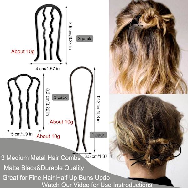 7 stk metallhårkammer hårgaffelklemme tenner hårnålpinne for oppsatt bolle Fine Hair Series