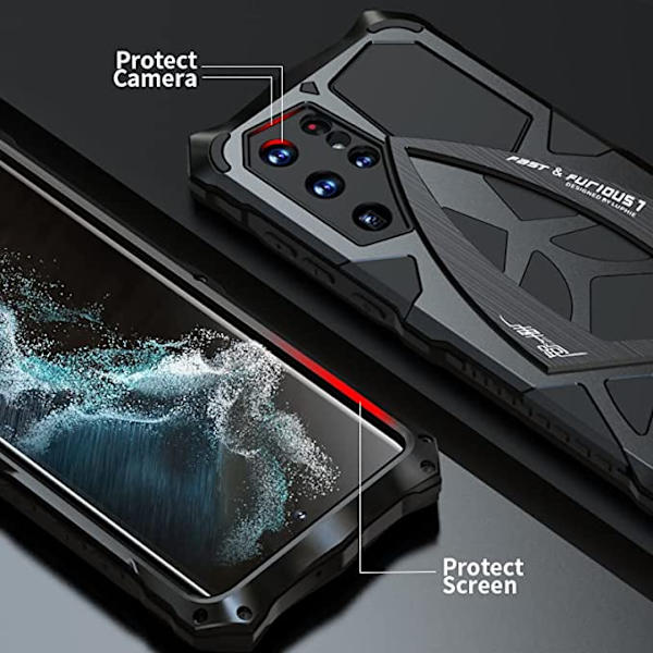 Kompatibel med Samsung Galaxy S22 Ultra Metallfodral, Cool A