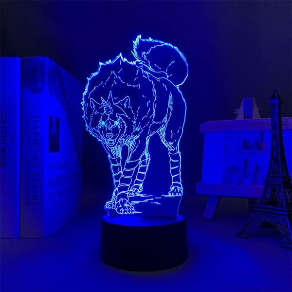 3D LED nattlysfigur egnet for soveromsdekorasjon bordlampe (Ulv)
