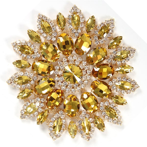 Kristallglas Strass Dekoration DIY Kläder Kvinnor Tillbehör 11cm (Gul Gyllene Bas)
