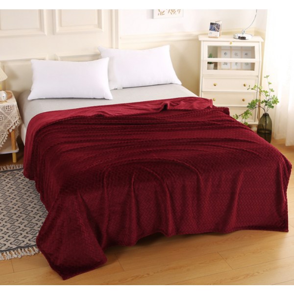 Fleece tæppe til sofa, blødt flanel tæppe, letvægts fuzzy tæpper til sofa seng kontor claret 200*230 CM