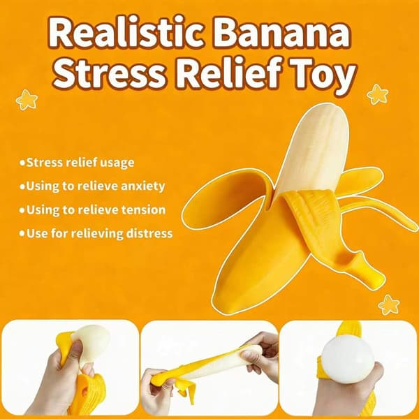 Bananformet klemme-fidget-legetøj, blødt strækbart gummi-sanselegetøj til børn og voksne