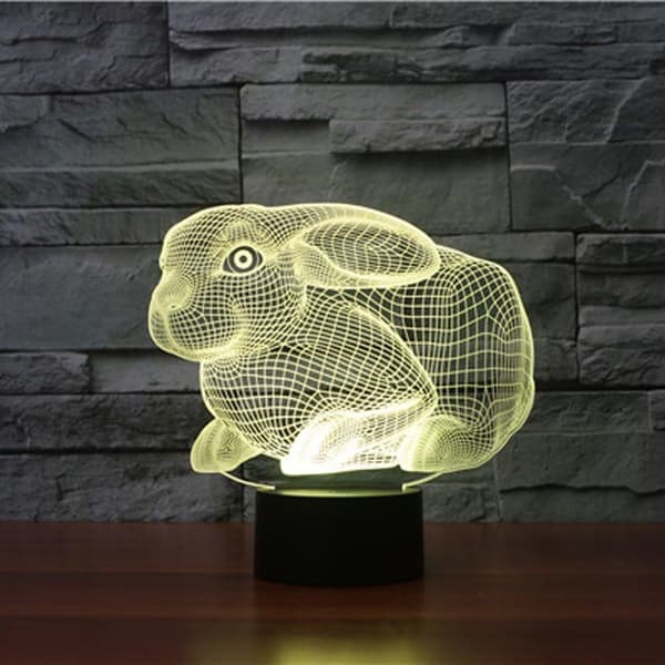 Kreativ 3D Kanin Nattlampa USB-driven Touch Switch Remo