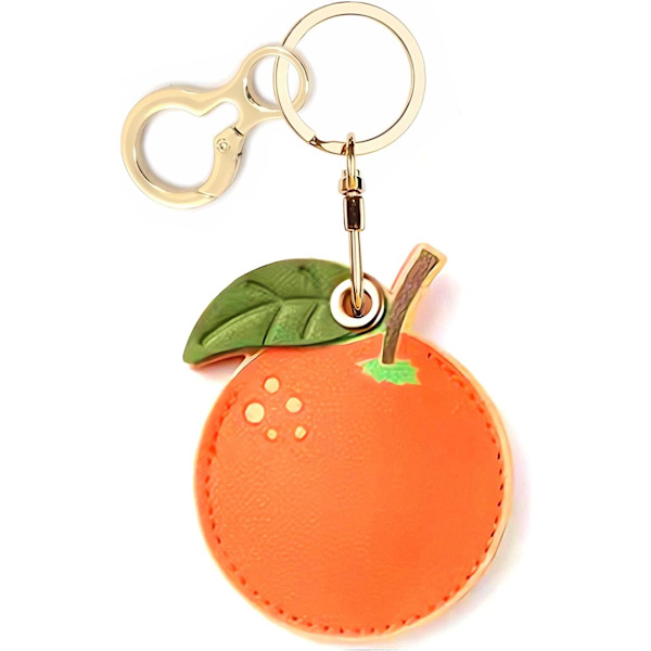 Læder nøgleringholder etui kompatibel med Apple AirTag, sød beskyttende Air Tag cover med nøglering, anti-scratch finder GPS tracker etui til Tangerine