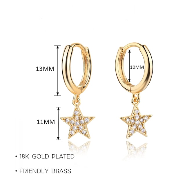 Guld Delikat Dangle Hoop Örhängen för Kvinnor 14K Guld