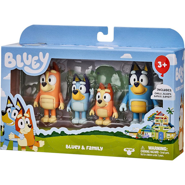 Bluey Figur 4-pack - Familjepaket, Söta Cartoon Minifigurer Dockor Julsemesterpresenter, Överraskande Jul- och födelsedagspresenter för barn pojkar flickor