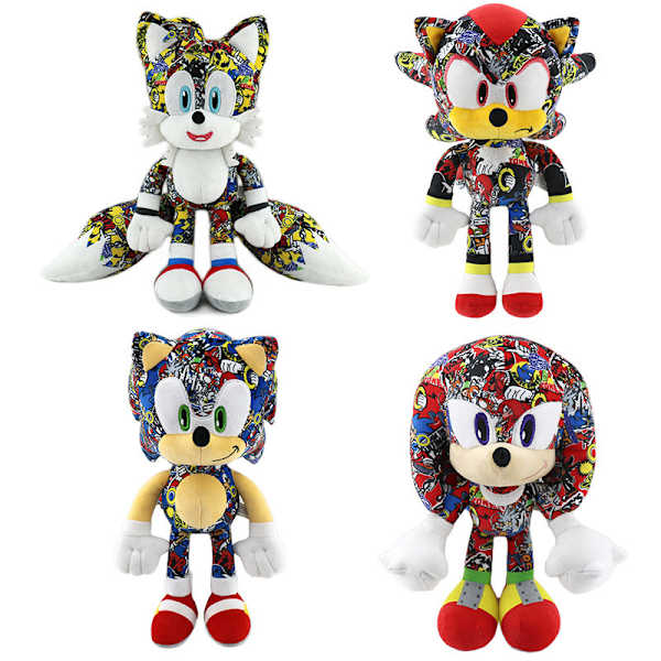 Sonic-Pehmolelu Super Pehmeä ja Halattava Täytetty Eläin - Premium Laatu Sonic The Hedgehog Plushie Lapsille Pojille & Tytöille, jotka Rakastavat Sonicia, Syntymäpäivälahjat Black