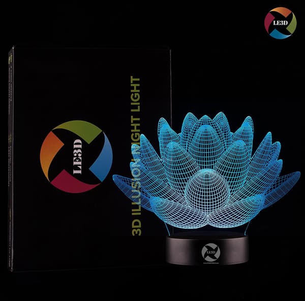 3D Optisk Illusions Natlampe - 7 LED Farveskiftende Lampe