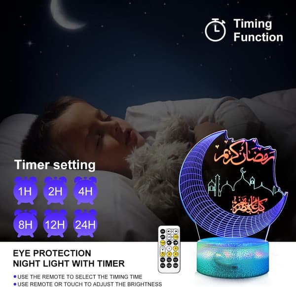 Måne 3D Natlampe, Dynamiske RGB Farver Skiftende 3D Illusion Lampe