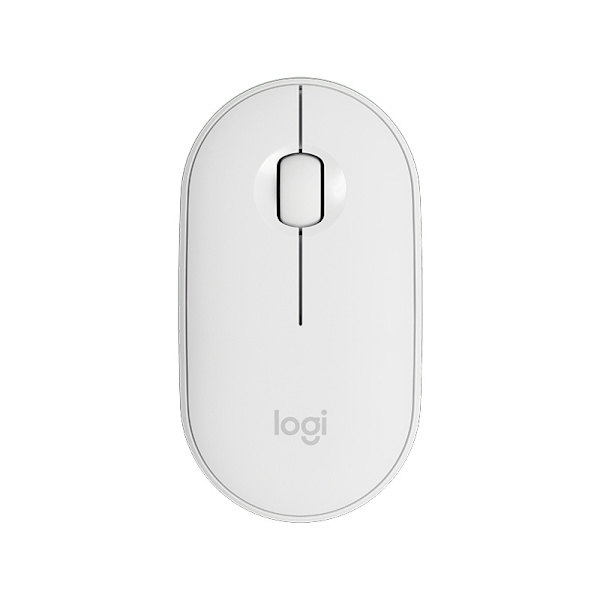 Logitech M350 Pebble trådløs mus med Bluetooth eller 2,4 GHz-modtager, lydløs, slank computermus med stille klik White