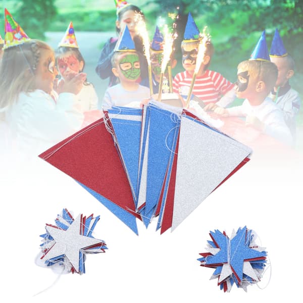 Vimpelbanner Glinsende Vimpel Triangulær Flagg Stjerneflagg Banderoler for Bryllup Bursdagsfest Kjønnsavsløringsdekorasjoner