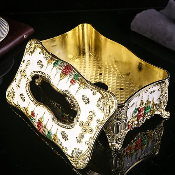 Preget Tissueboksdeksel med Slott - Rektangulær Akryldispenserholder, Dekorativ Organizer for Baderom, Soverom, Kontor & Bil Silver - Coloured