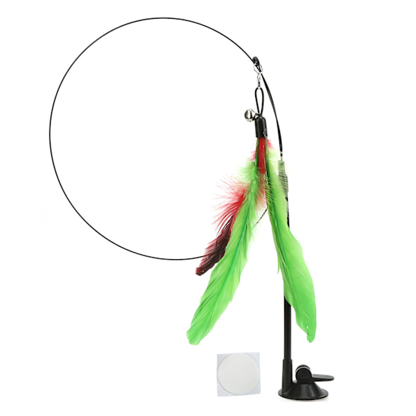 Rolig kattfjäderpinne interaktiv handhållen kattfjäderstav med sugkopp för katter Green Feather