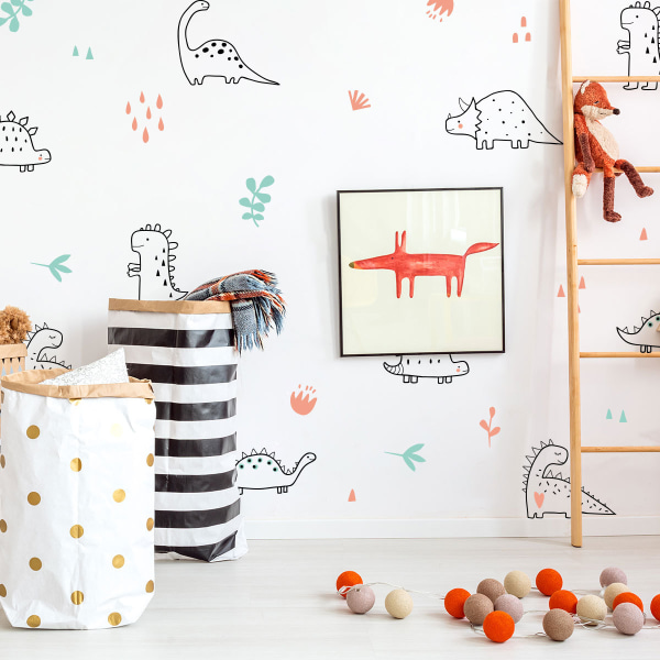 Dinosaur Stickaround Veggklistremerker | Perfekt for å skape et dinosaur-tema soverom | Enkelt å påføre, rent fjernbart