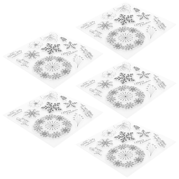 5 st jul silikon genomskinliga stämplar snöflinga form DIY handgjorda dekoration tillbehör