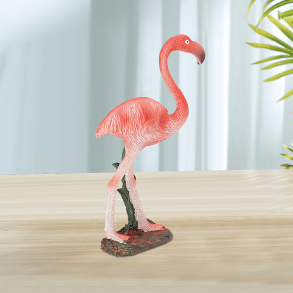 Flamingo Statue Resin Materialer Levende Ægte Pink Flamingo Ornament til Hylde Skrivebordsdekoration