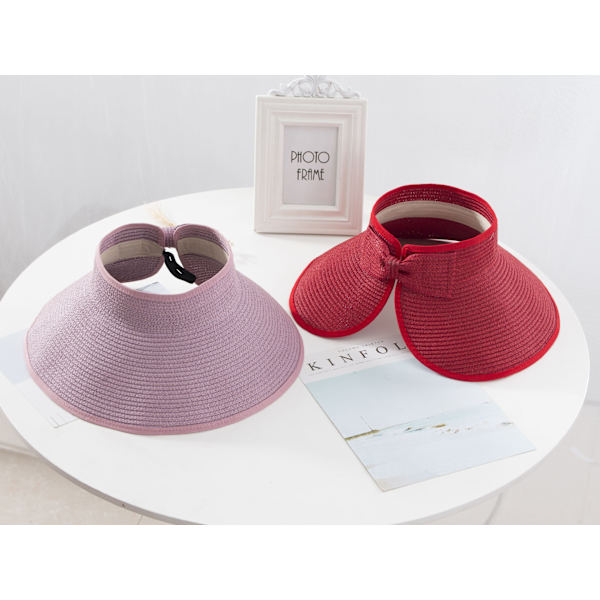 Dam solhatt med bred brätte i halm med UPF 50+ Purple