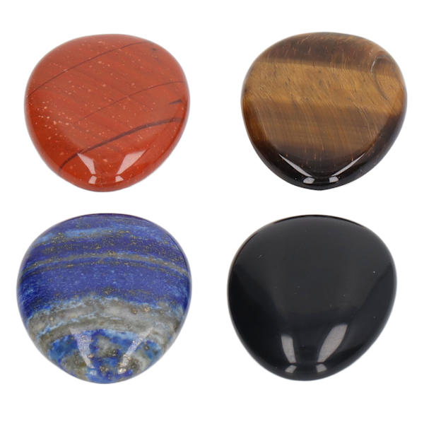 4 stk. Tommelfinger bekymringsten til stressaflastning, meditation, lille bærbar oval cabochon sten til hjemmet, kontoret og udendørs