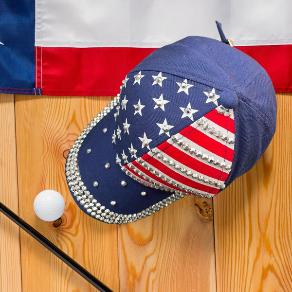 Cap för kvinnor Justerbar amerikanska flaggan hattar med Bling A