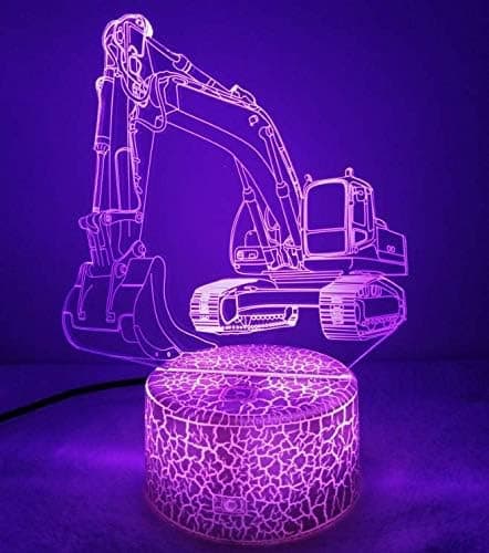 3D Gravemaskin Bil Lastebil Nattlys Bord Skrivebord Optisk Illusjon