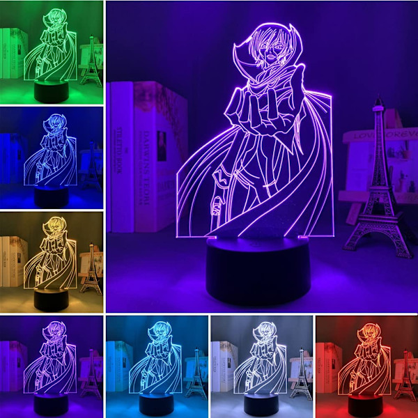 3D Lampe Anime Code Geass Lelouch Lamperouge Akryl Led Lys