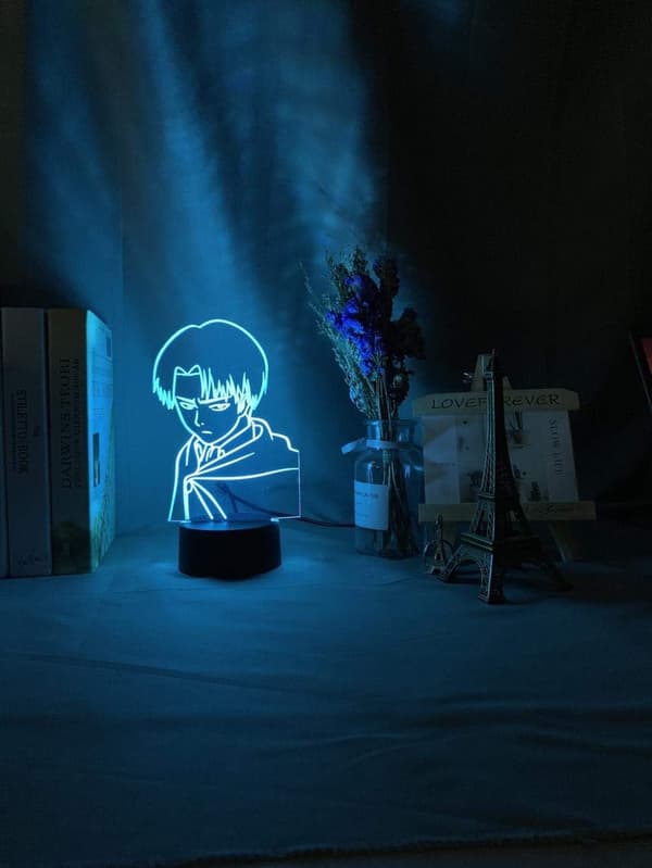 3D Nattlampe Kaptein Levi Ackerman Figur LED Nattlampe