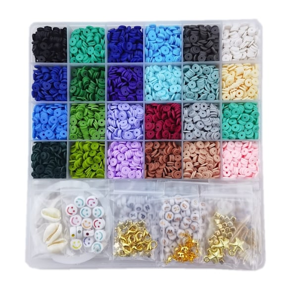 5500 deler leireperle armbånd lage sett, myke keramiske perler perle streng sett smykker armbånd DIY, bokstavperler for armbånd og smykkeproduksjon