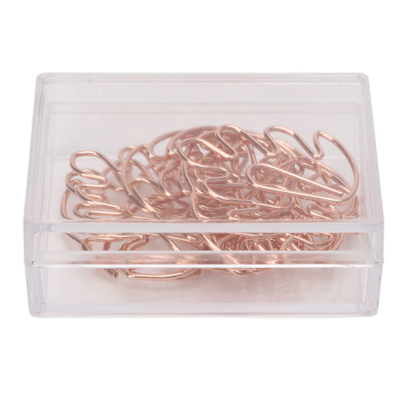 100 stk. metalliske papirclips, galvaniseringsproces, rosaguld papirclips, skridsikre med opbevaringsboks til filklassificering, skildpaddeblad